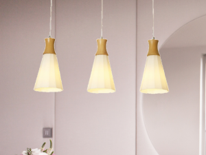 Cream Pendant with Wood PD3033-WD
