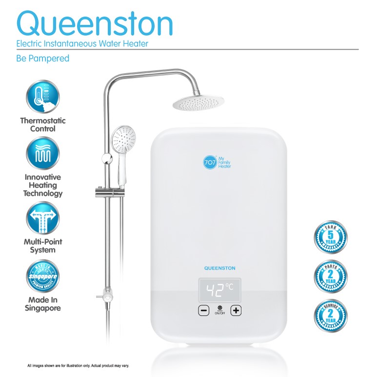 707 Queenston Electric Instant Heater with Rain Shower Set - Regal Lighting
