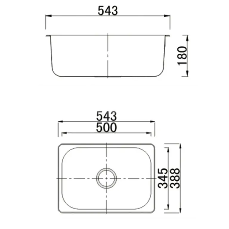 FSD 22113 Single Bowl Top Mount Sink Dimension