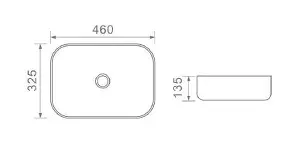 Dusche Countertop Basin 1001116MWGL Matt White with Gold Line