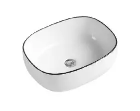 Dusche Countertop Basin 1001118BL Glossy White with Black Line