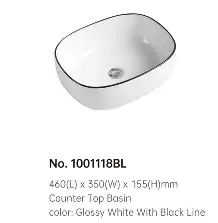 Dusche Countertop Basin 1001118BL Glossy White with Black Line