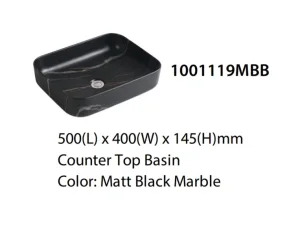 Dusche Countertop Basin 1001119MBB Matt Black Marble