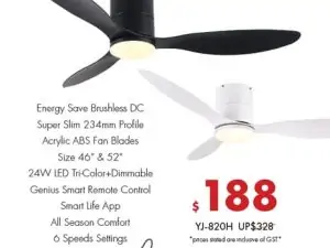 Youkain Vogue YJ-820H Hugger Smart Enabled Ceiling Fan
