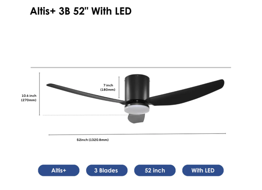 Crestar Altis+ 3Blades LED 52 BLK Crestar Altis+ 3Blades LED 52 BLK