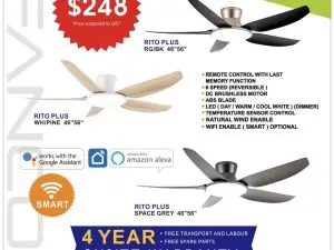 Fanco Rito Plus 5 blades Hugger Fan (Optional Smart Function)