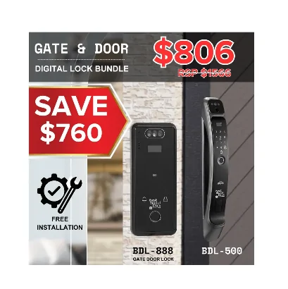 Best D BDL-500 and BDL-888 Gate and Door Digital Lock Bundle S$806 Save S$760 at Regal Lighting Singapore