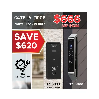 Best D BDL-800 and BDL-888 Gate and Door Digital Lock Bundle S$666 Save S$620 at Regal Lighting Singapore