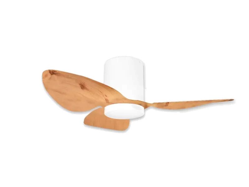 Alaska Ebey large-blade designer ceiling fan in a double-volume living room